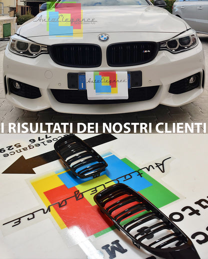 BMW 4 F32 F33 F36 2013+ GRIGLIE ANTERIORI DOPPIA FASCIA M4 NERA AUTOELEGANCERICAMBI