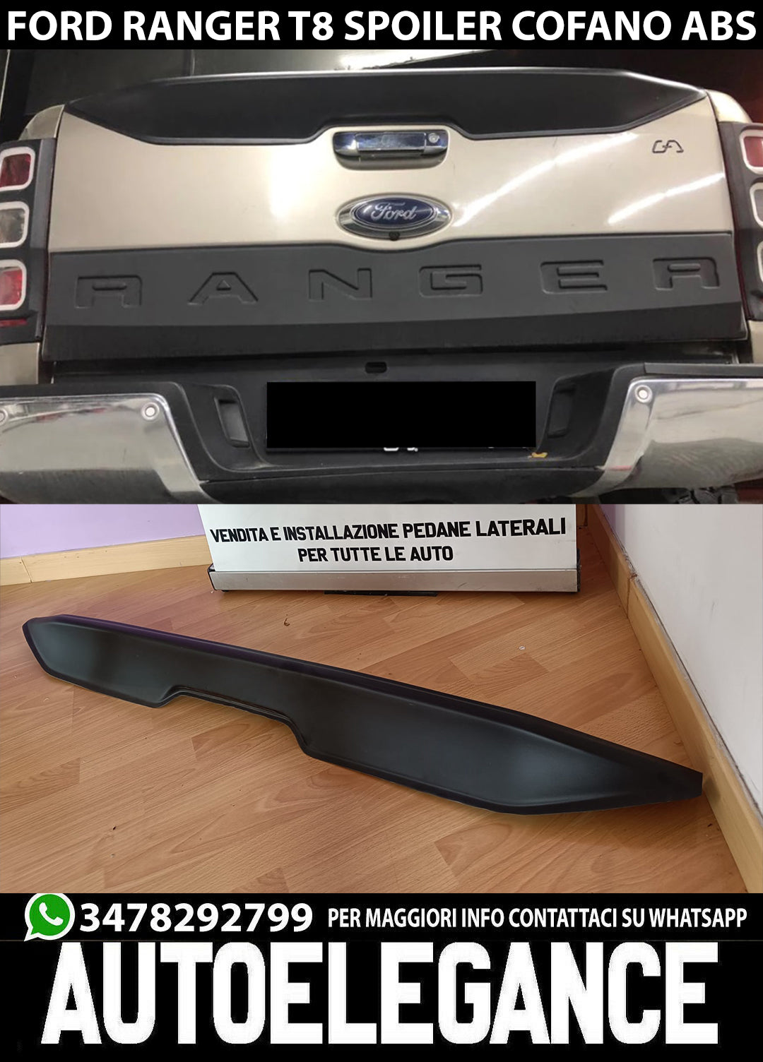 FORD RANGER T6 2015-2021 SPORTS LOOK HOOD SPOILER ABS 0259