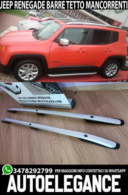 BARRE SUL TETTO MANCORRENTI PER JEEP RENEGADE DAL 2014+ SATINATI 0307 AUTOELEGANCERICAMBI