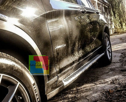 PEDANE LATERALI BMW X4 F26 2014+ SOTTO PORTA LOOK ACCIAIO INOX E PVC