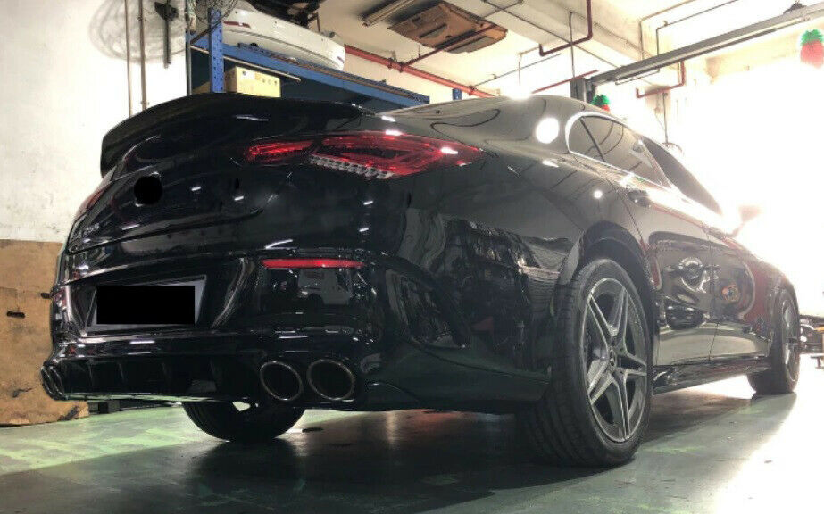 MERCEDES CLA W118 AMG REAR DIFFUSER WITH BLACK STAINLESS STEEL TIPPER A45