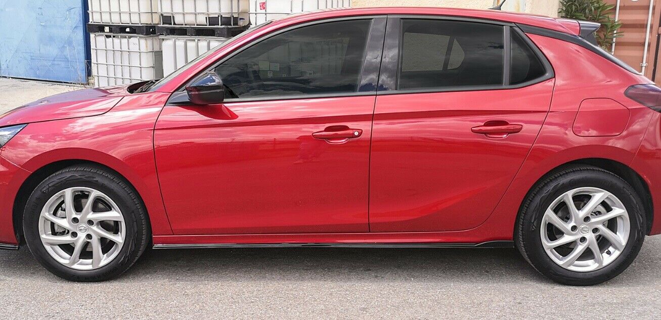 SPLITTER UNDER SIDE SKIRTS UNDER DOOR OPEL CORSA F 2019+ IN BLACK ABS