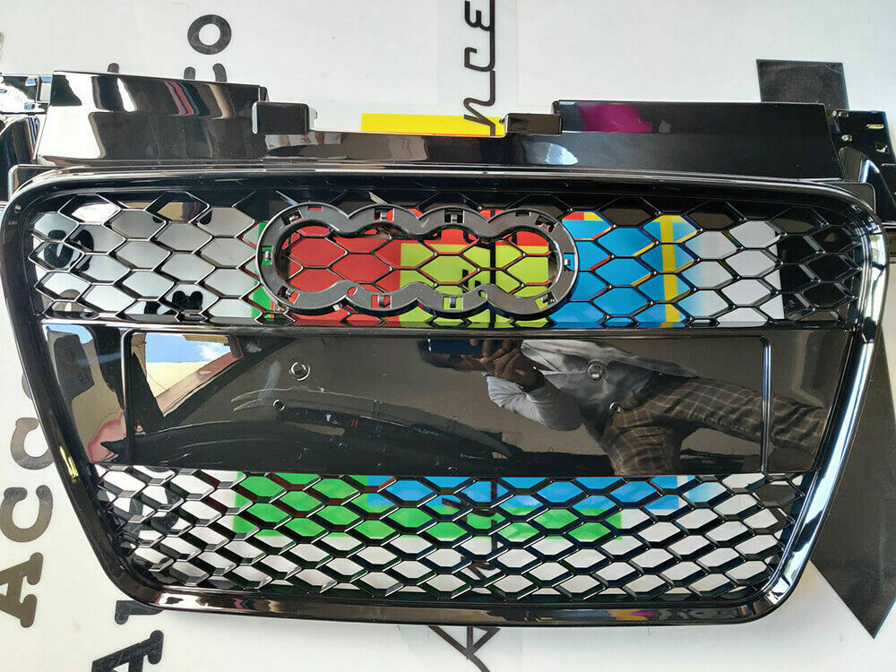 GLOSS BLACK FRONT GRILLE FOR AUDI TT 8J 2006-2014 RSTT HONEYCOMB GRILLE