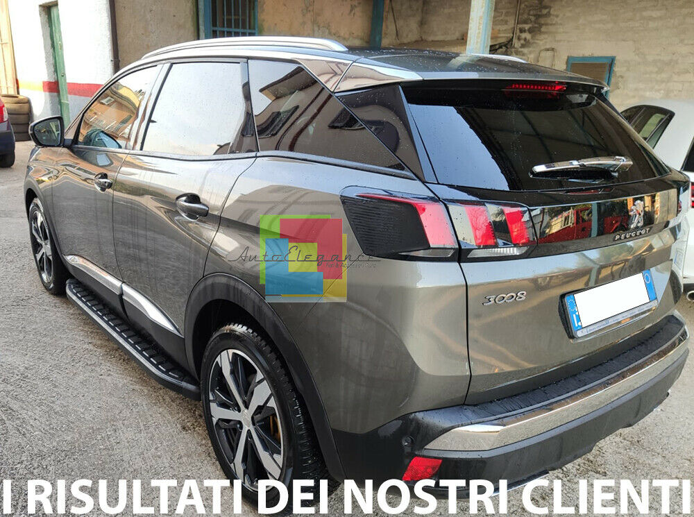 BLACK SIDE STEPS - PEUGEOT 3008 SUV 2016+ NON-SLIP DOOR PADS