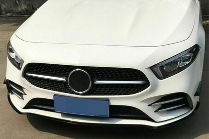 MERCEDES A-CLASS W177 LIP SPOILER FRONT BUMPER AMG A45 ABS BLACK WITH MUSTACHE