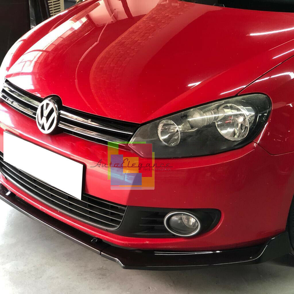VW GOLF 6 VI 2008-2012 LAMA SOTTO PARAURTI ANTERIORE IN ABS SPLITTER NERO LUCIDO