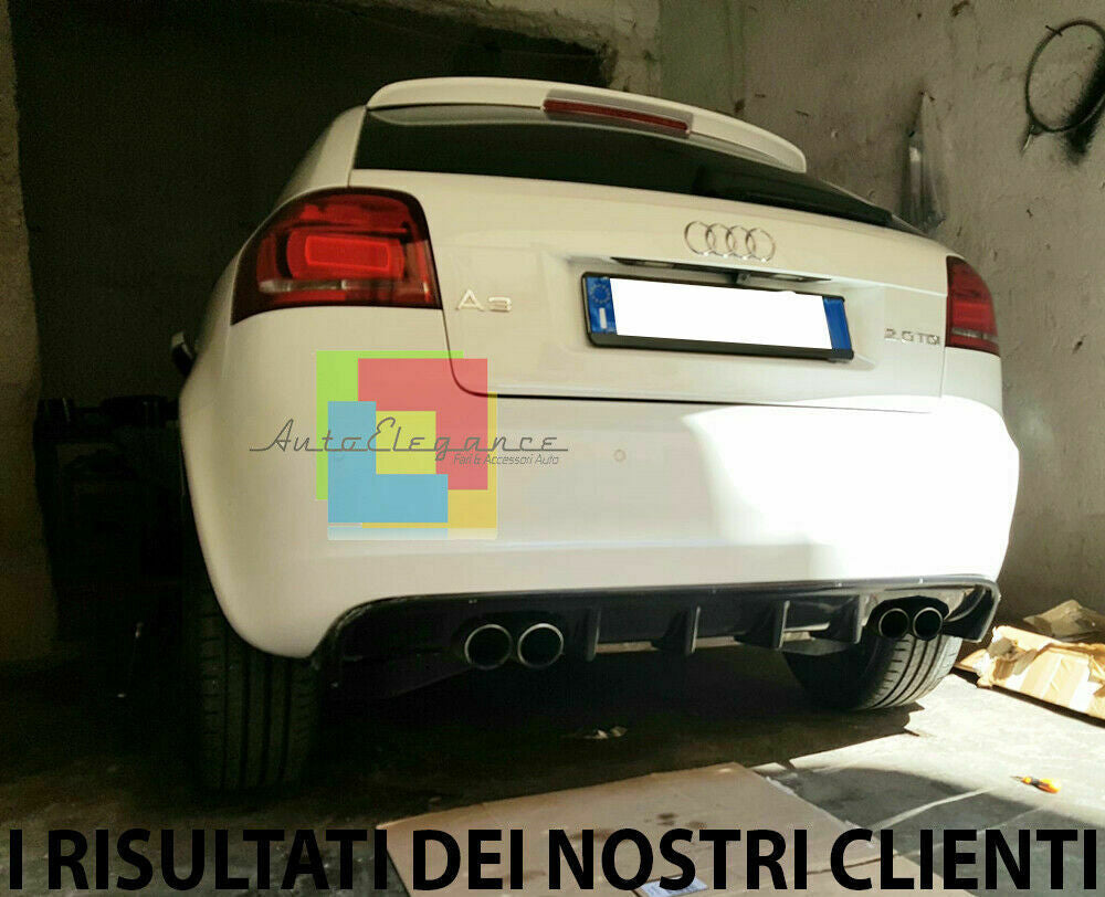 DIFFUSORE AUDI A3 S3 8P 08-12 SOTTO PARAURTI RS3 DOPPIO SCARICO NERO LUCIDO ABS