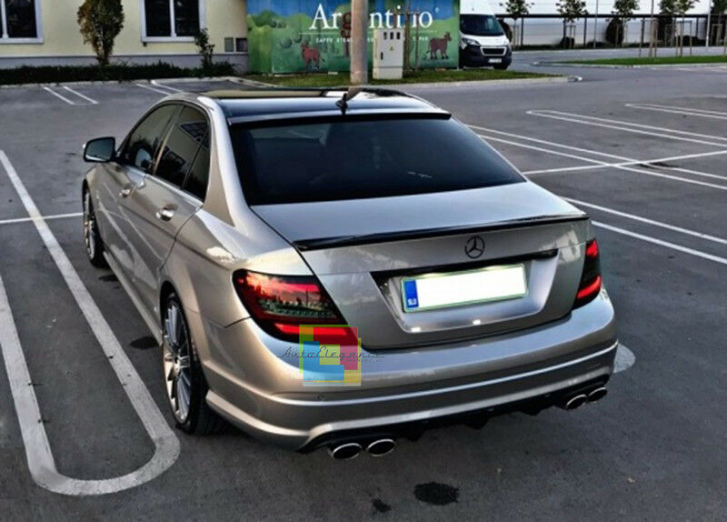 MERCEDES W204 SEDAN REAR SPOILER HOOD AMG LOOK GLOSSY BLACK IN ABS