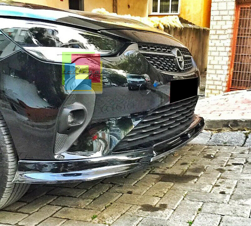 OPEL CORSA F FRONT BUMPER BLADE IN ABS SPORTS LOOK BLACK SPLITTER
