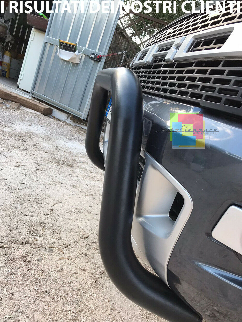 BULL BAR NERO ADATTO A FORD RANGER TK 2015+ SOTTO PARAURTI ANTERIORE AUTOELEGANCERICAMBI