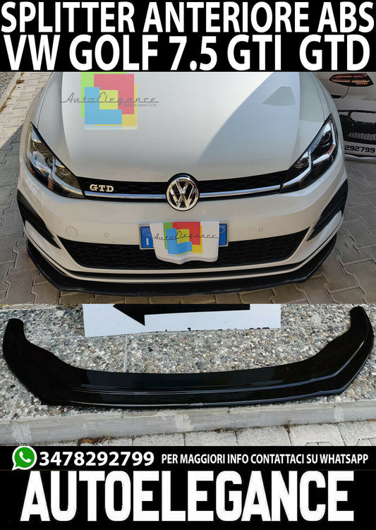 UNDER FRONT BUMPER VW GOLF 7.5 GTI GTD 2016-2019 ABS BLACK SPLITTER 0101