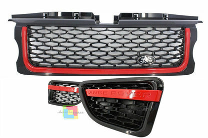 LAND ROVER RANGE ROVER SPORT 05-08 GRIGLIA ANTERIORE + LATERALI NERO / ROSSO