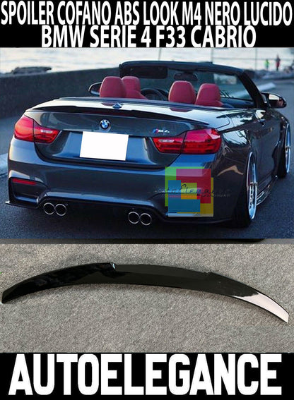 BMW SERIE 4 F33 CABRIO SPOILER NERO LUCIDO COFANO ALETTONE DESIGN M4 ABS AUTOELEGANCERICAMBI
