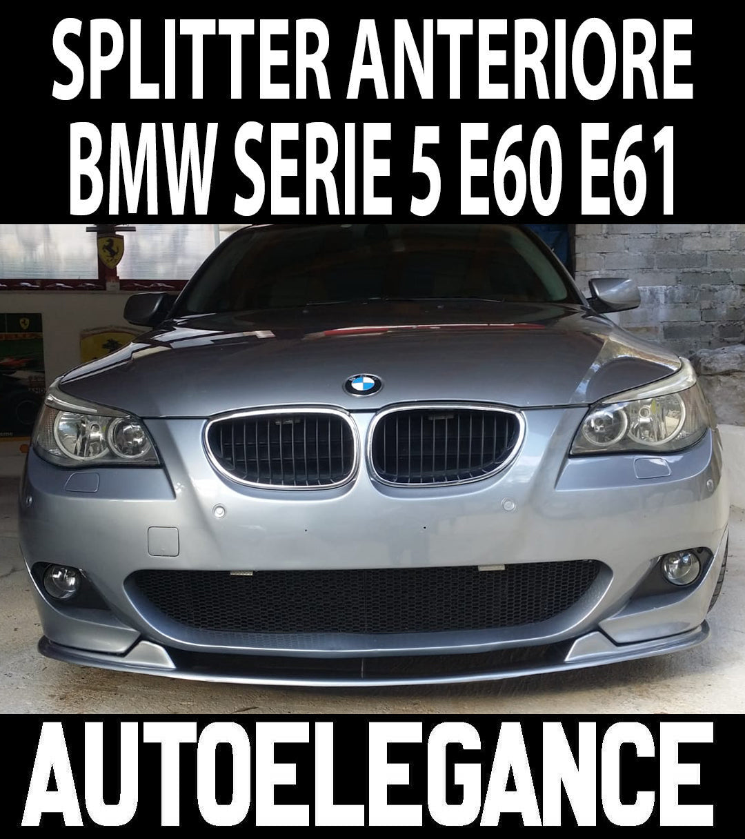 BMW SERIE 5 E60 E61 M TECH SOTTO PARAURTI SPLITTER ANTERIORE ABS NERO LUCIDO AUTOELEGANCERICAMBI