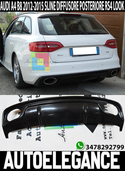 DIFFUSORE per AUDI A4 B8 8K 2012-2015 SLINE LOOK RS4 + TERMINALI