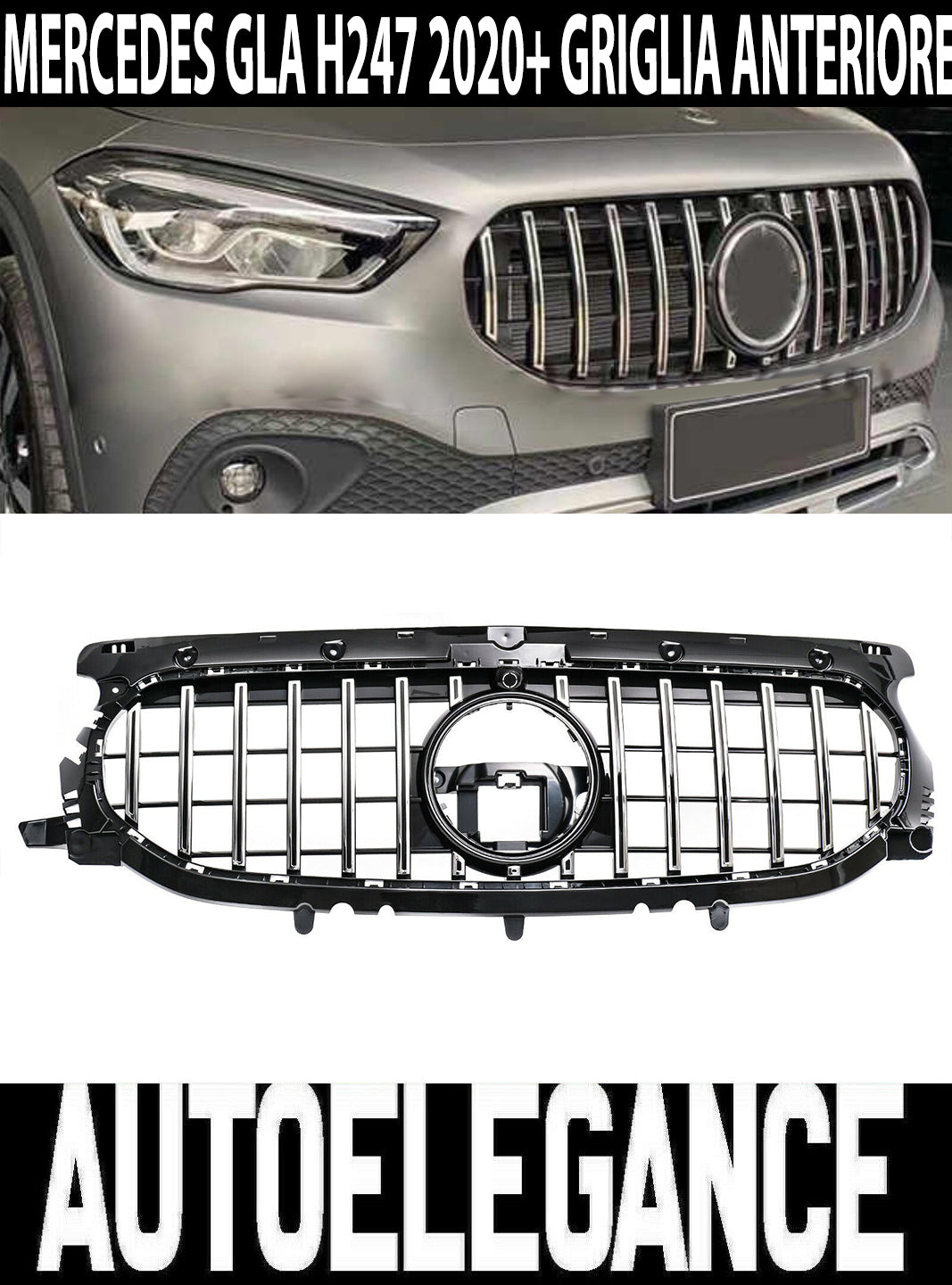 MERCEDES GLA H247 2020+ AMG FRONT GRILLE PANAMERICANA LOOK SATIN