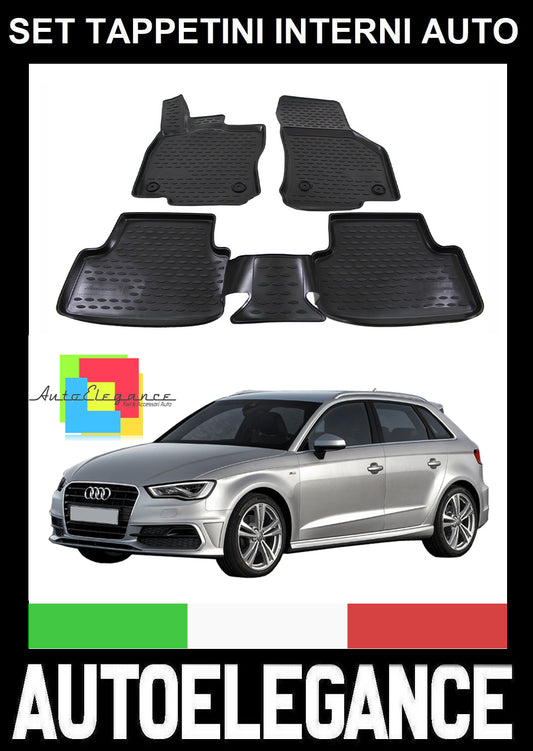 AUDI A3 8V SPORTBACKE BERLINA SET TAPPETINI INTERNI AUTO IN GOMMA SU MISURA AUTOELEGANCERICAMBI