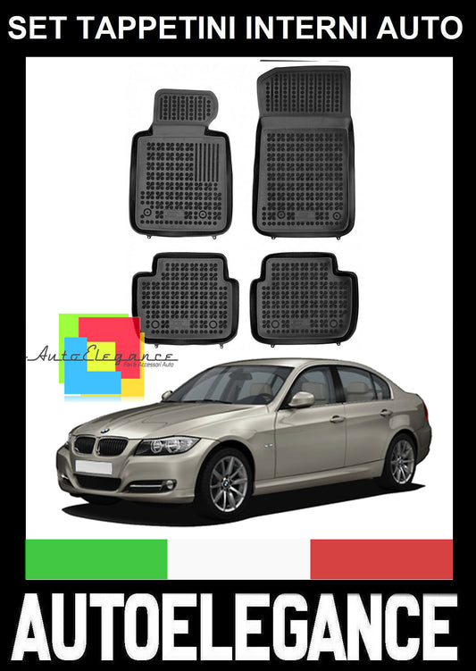 BMW SERIE 3 E90 E91 E92 E93 SET TAPPETINI INTERNI AUTO IN GOMMA SU MISURA AUTOELEGANCERICAMBI
