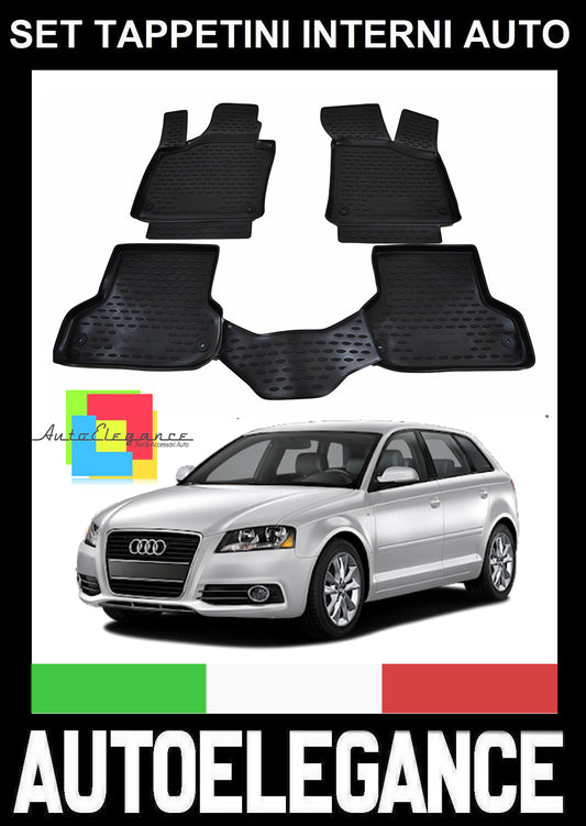 AUDI A3 8P 2004-2012 SET TAPPETINI INTERNI AUTO IN GOMMA SU MISURA AUTOELEGANCERICAMBI