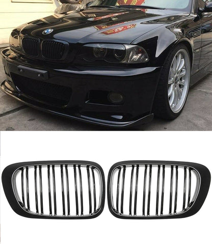 BMW 3 SERIES E46 COUPE CABRIO 98-03 FRONT GRILLES GLOSS BLACK