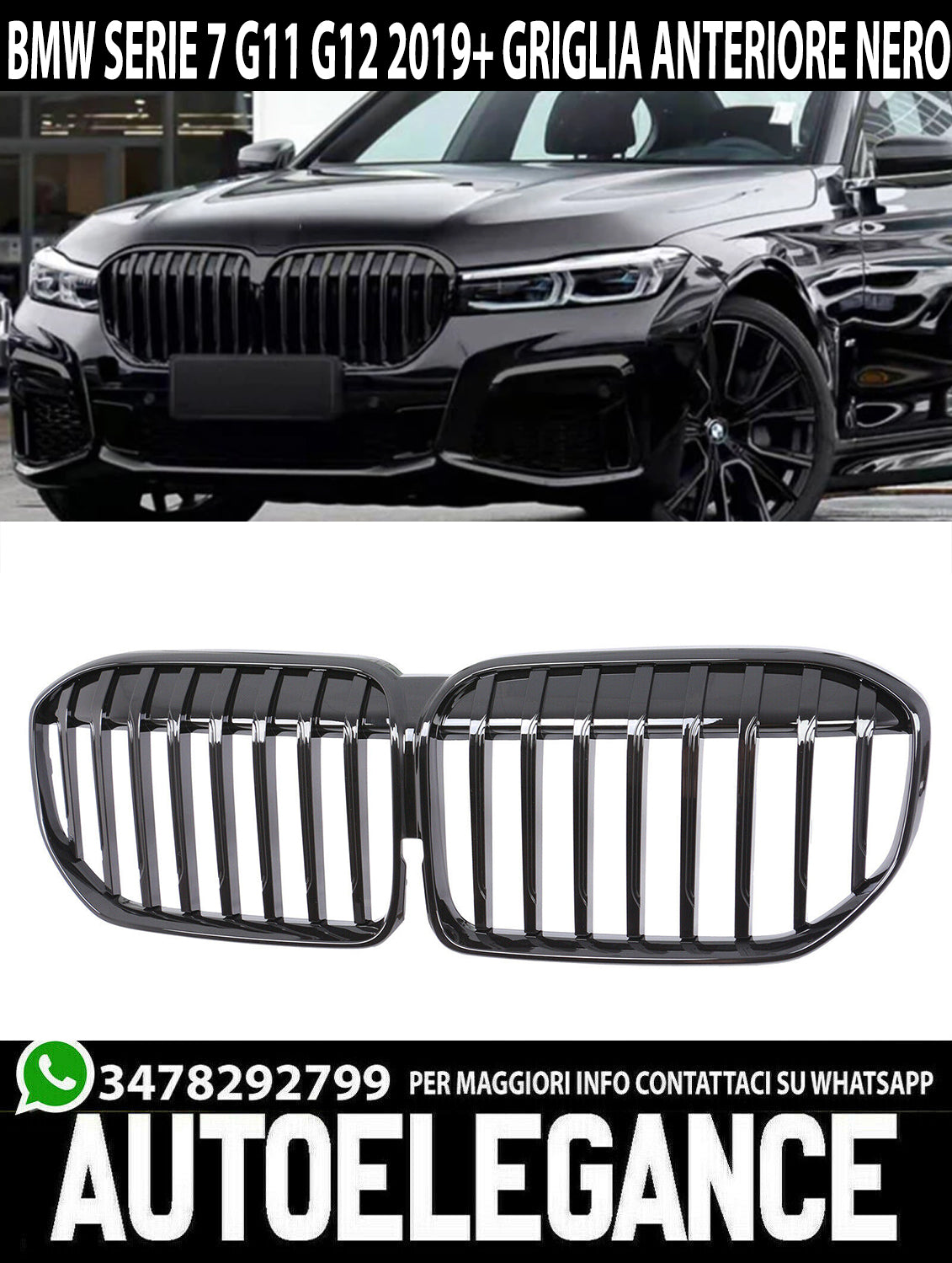 BMW 7 SERIES G11 G12 2019+ GRILLE GRILLES BLACK M SPORT LOOK