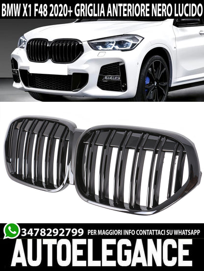 BMW X1 F48 2020+ FRONT GRILLES BLACK DOUBLE BAND M LOOK