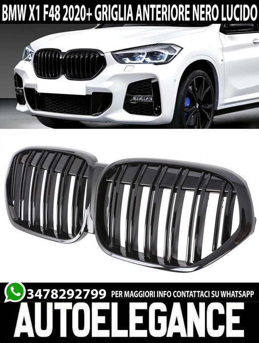 BMW X1 F48 2020+ FRONT GRILLES BLACK DOUBLE BAND M LOOK