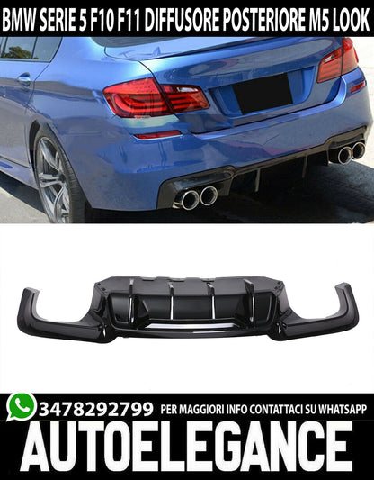 DIFFUSORE POSTERIORE PER BMW SERIE 5 F10 F11 2010+ DOPPIA USCITA IN ABS M5