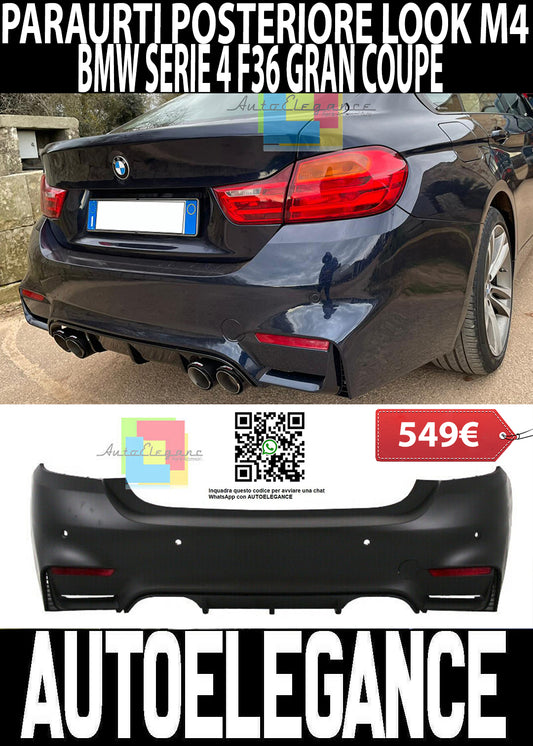 BMW SERIE 4 F36 GRAN COUPE 2013- PARAURTI POSTERIORE COMPLETO LOOK M4 AUTOELEGANCERICAMBI