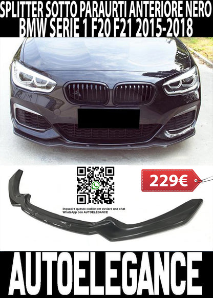 BMW SERIE 1 F20 F21 2015-2019 SPLITTER SOTTO PARAURTI ANTERIORE NERO LUCIDO AUTOELEGANCERICAMBI