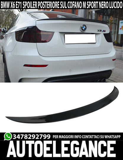 SPOILER POSTERIORE SUL COFANO BMW X6 E71 2008-2014 ABS NERO LUCIDO M SPORT