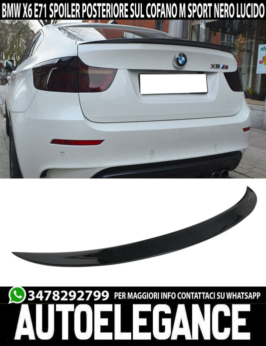 SPOILER POSTERIORE SUL COFANO BMW X6 E71 2008-2014 ABS NERO LUCIDO M SPORT