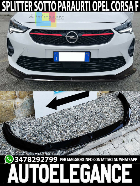 OPEL CORSA F 2019-2021 BLACK ABS FRONT BUMPER SPLITTER -