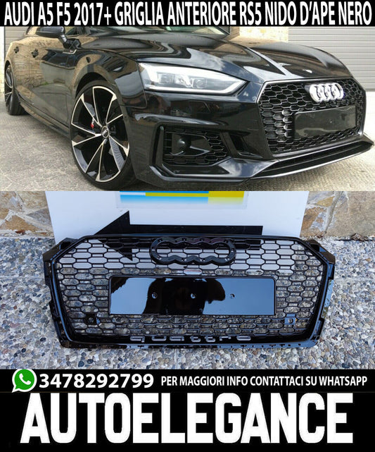 FRONT GRILLE FOR AUDI A5 F5 2017+ RS5 LOOK BLACK QUATTRO
