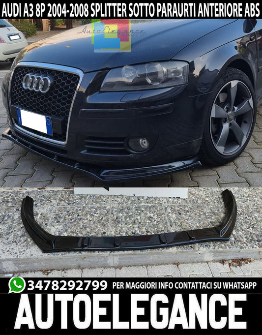 LAMA SOTTO PARAURTI ANTERIORE AUDI A3 8P 2004-2008 ABS NERO SPLITTER