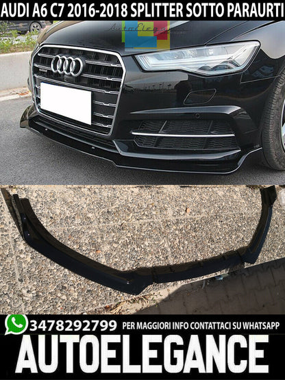 SPLITTER AUDI A6 4G 2015+ LAMA SOTTO PARAURTI ANTERIORE IN ABS NERO LUCIDO 0192