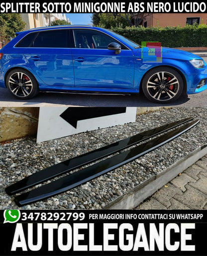 FLAPS SOTTO MINIGONNE LATERALI AUDI A3 8V SPORTBACK ABS NERO LUCIDO 0034