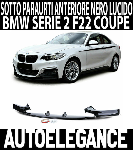 BMW SERIE 2 F22 2013+ SOTTO PARAURTI ANTERIORE ABS M SPORT NERO LUCIDO AUTOELEGANCERICAMBI