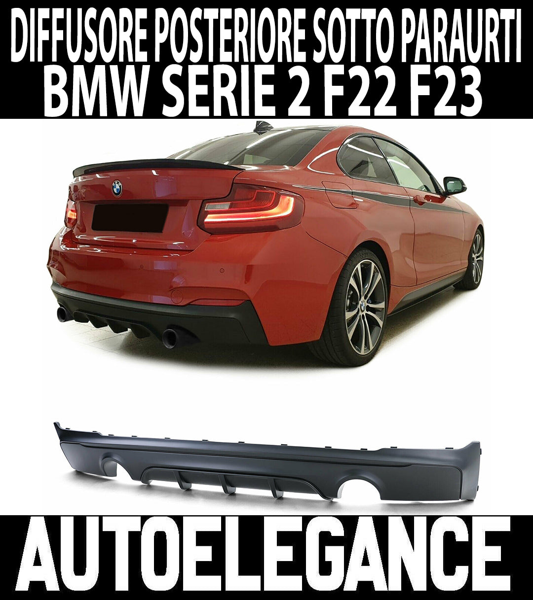 DIFFUSORE POSTERIORE PER BMW SERIE 2 F22 F23 SOTTO PARAURTI M PERFORMANCE .-