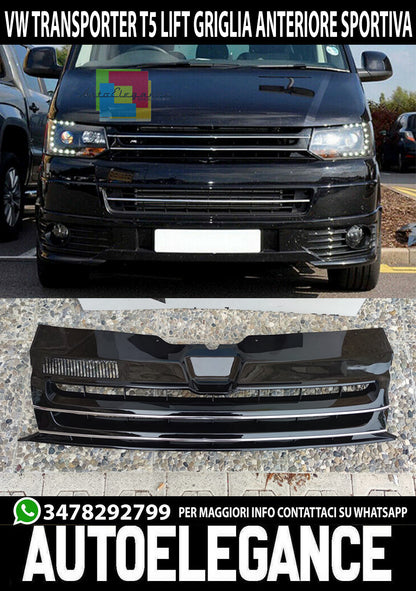 VW T5 TRANSPORTER 2010-2015 LIFT FRONT GRILLE BLACK CHROME PROFILES
