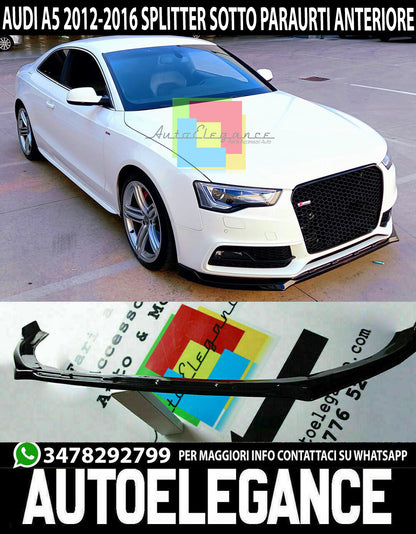 AUDI A5 FACELIFT LAMA SOTTO PARAURTI ANTERIORE IN ABS LOOK RS5 SPLITTER LIP AUTOELEGANCERICAMBI