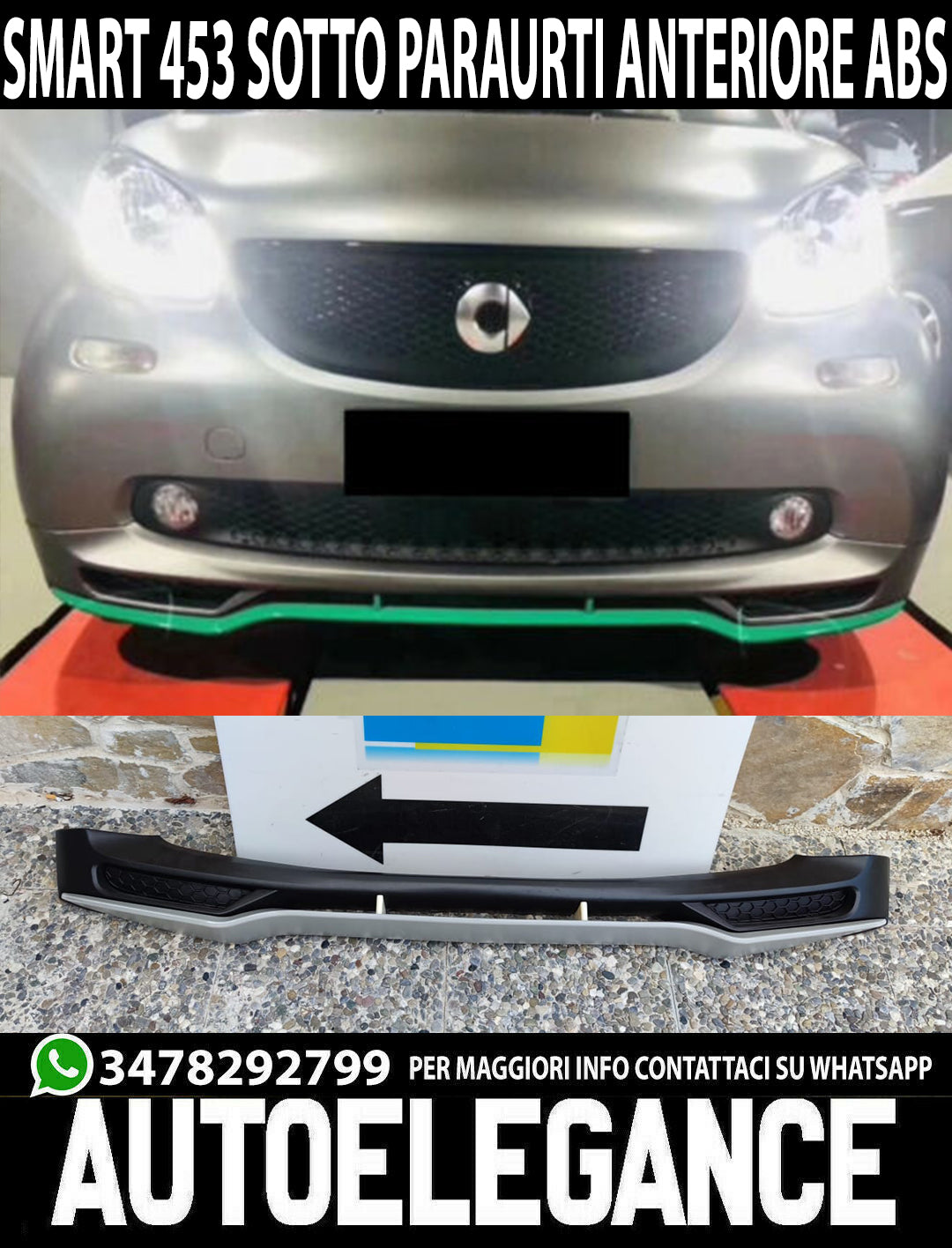 SMART FORTWO 453 SPOILER SOTTO PARAURTI ANTERIORE SPORTIVO IN ABS