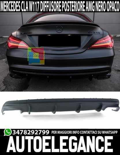MERCEDES CLA W117 REAR DIFFUSER UNDER REAR BUMPER AMG MATT BLACK