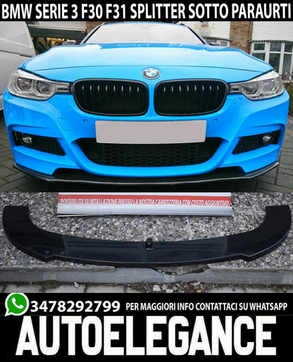 BMW SERIE 3 F30 F31 M SPLITTER SOTTO PARAURTI ANTERIORE NERO M SPORT 0069 AUTOELEGANCERICAMBI
