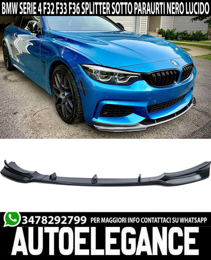 BMW 4 SERIES F32 F33 F36 FRONT UNDER BUMPER SPLITTER M SPORT GLOSSY BLACK