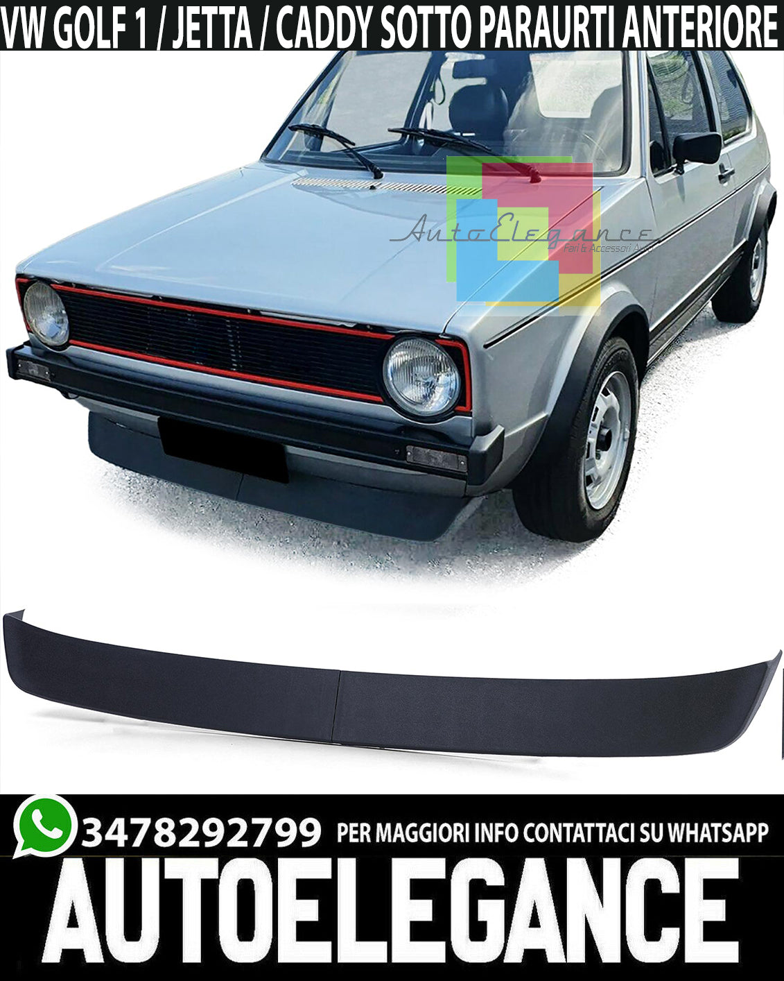 UNDER FRONT BUMPER VW GOLF I / JETTA I / CADDY I SPLITTER ABS BLACK