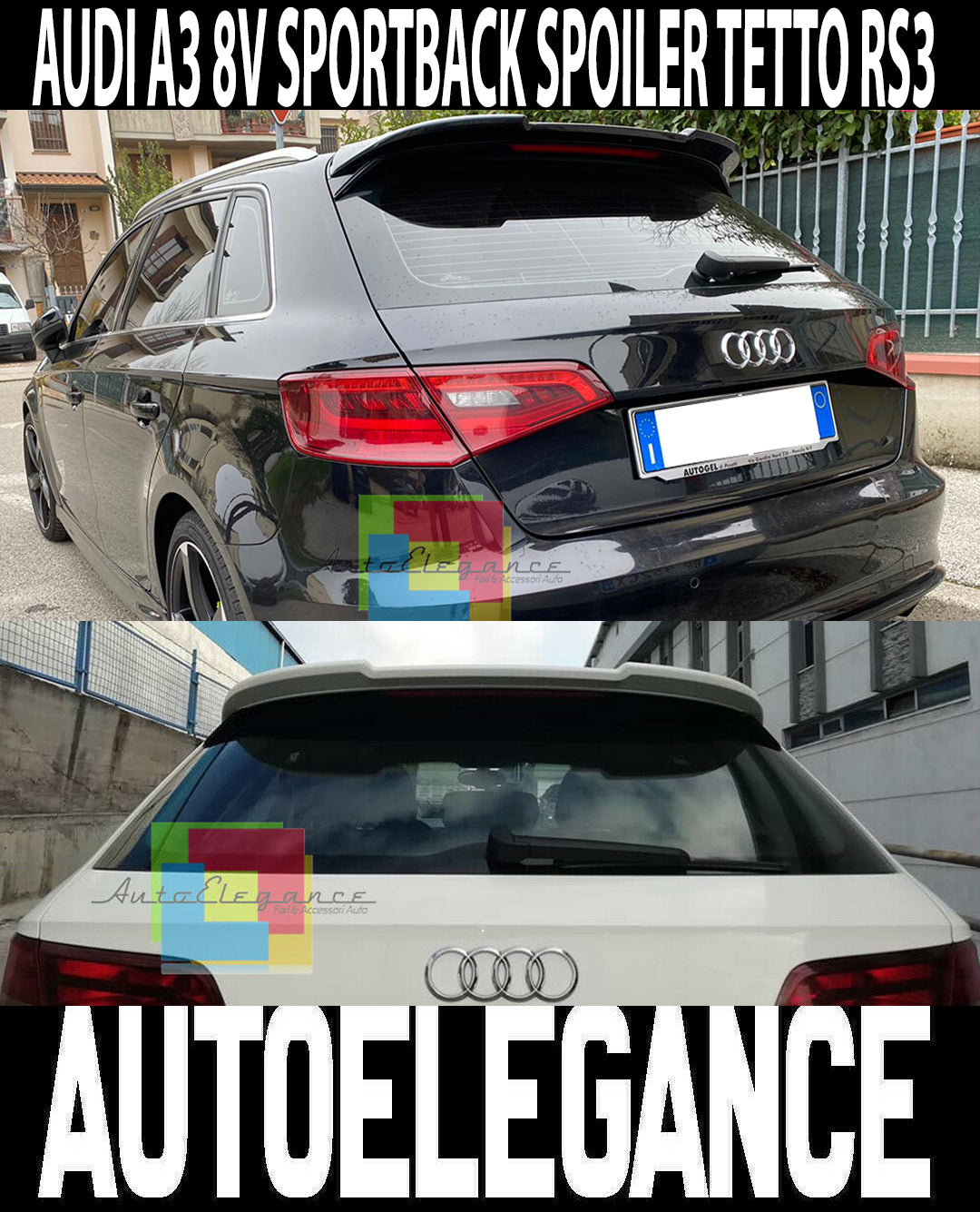 SPOILER POSTERIORE SUL TETTO AUDI A3 8V SPORTBACK 2012+ LOOK RS3