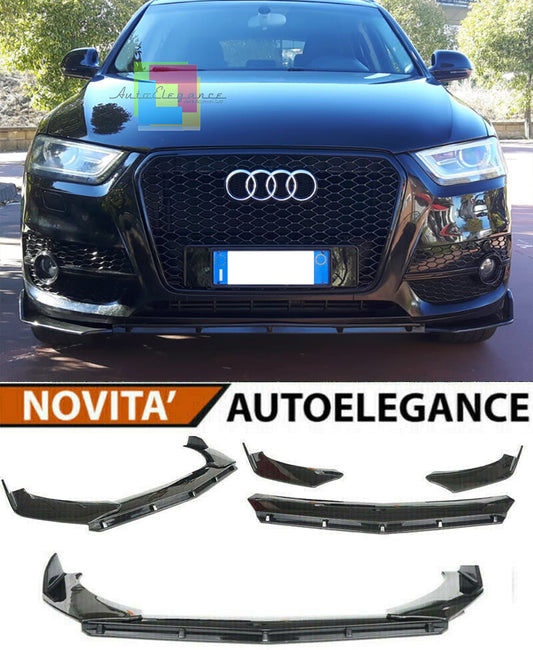 LAMA ADATTA AUDI Q3 2011-2016 SPLITTER PARAURTI ANTERIORE NERO LUCIDO LOOK RS
