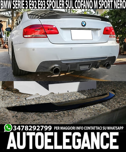 BMW 3 SERIES E92 E93 COUPE CABRIO GLOSS BLACK M SPORT REAR BONNET SPOILER