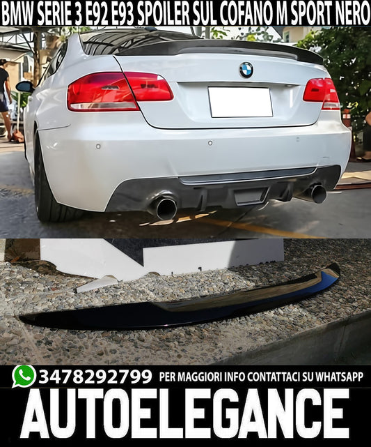 SPOILER POSTERIORE COFANO BMW SERIE 3 E92 E93 COUPE CABRIO NERO LUCIDO M SPORT